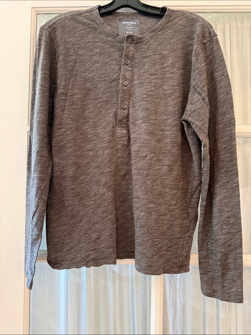 Bonobos Men's Long-Sleeve Henley in Heather Grey